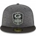 Men's Green Bay Packers New Era Heather Gray/Heather Black 2018 NFL Sideline Road Black 59FIFTY Fitted Hat 3058448